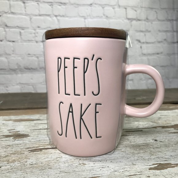 Rae Dunn Pink PEEP'S SAKE LL Mug w/ Wood Topper - Picture 10 of 10